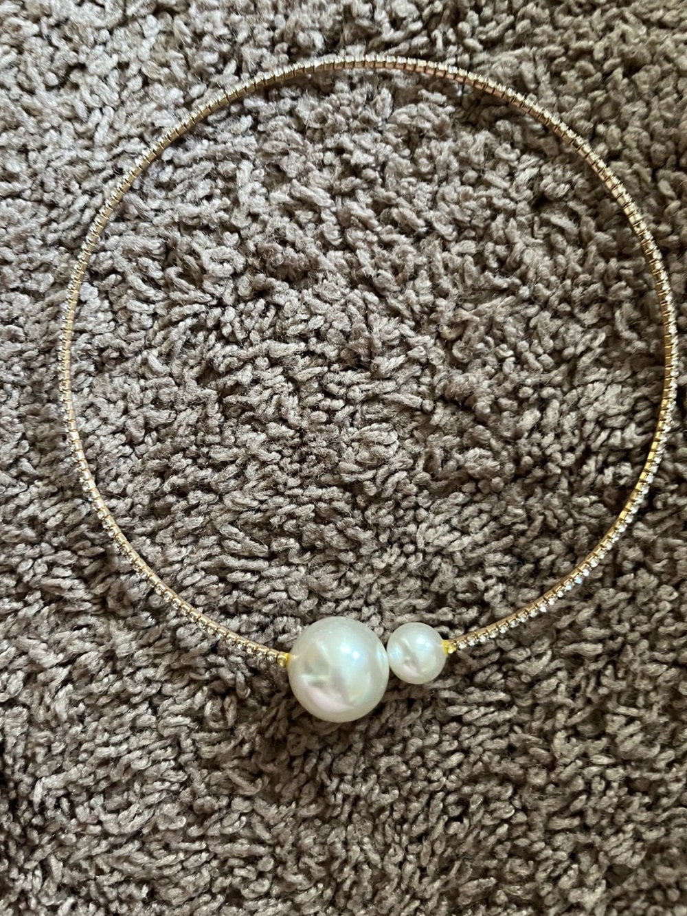 NWOT Fashion Nova Gold Pearl Accent Choker Necklace - White Pearls